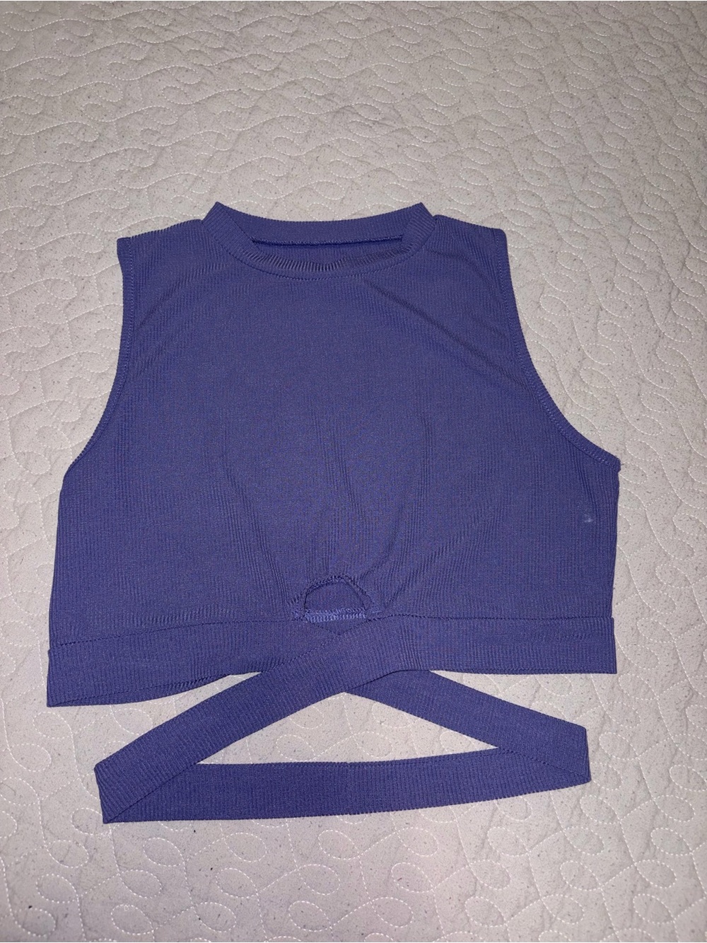 Sleeveless Purple Wrap-Waist Crop Top
